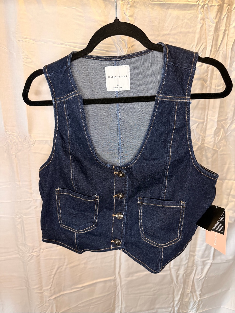 Celebrity Pink Dark Blue Denim Vest